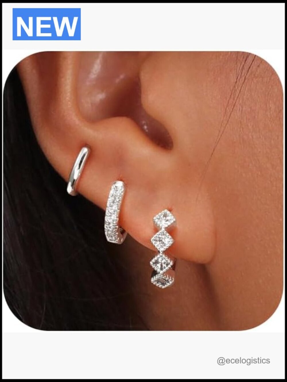 Trendy Gold Hoop Earrings Set Chunky CZ Studs Cartilage Dangle Earrings for